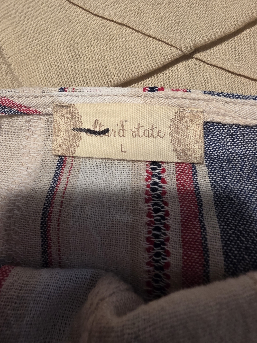Women's Striped Linen Blend Shirt- Blue & Red